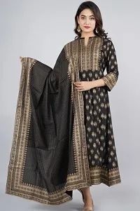 Trendy Beautiful Rayon Stitched Ethnic Gown with Dupatta-thumb1