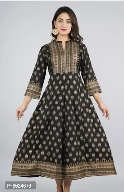 Trendy Beautiful Rayon Stitched Ethnic Gown with Dupatta-thumb3