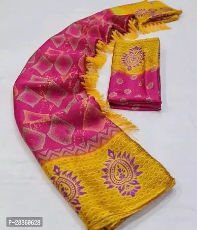 Stylish Chiffon Pink Printed Saree with Blouse piece