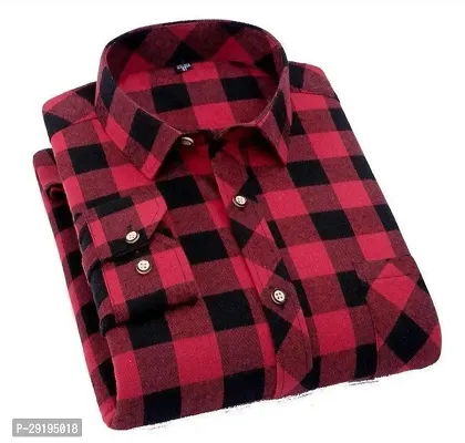 Reliable Red Cotton Blend Checked Long Sleeves Shirts For Men