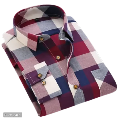 Reliable Red Cotton Blend Checked Long Sleeves Shirts For Men-thumb0