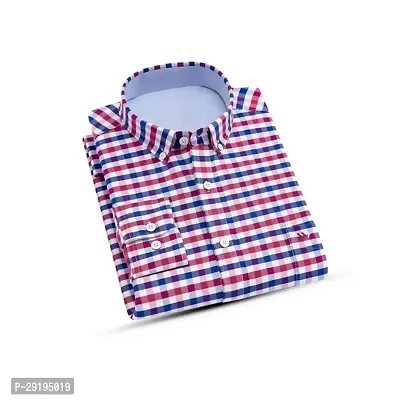 Reliable Red Cotton Blend Checked Long Sleeves Shirts For Men-thumb0