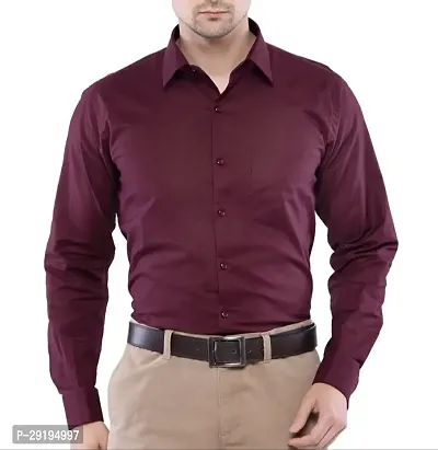 Stylish Purple Cotton Blend Solid Long Sleeves Formal Shirts For Men
