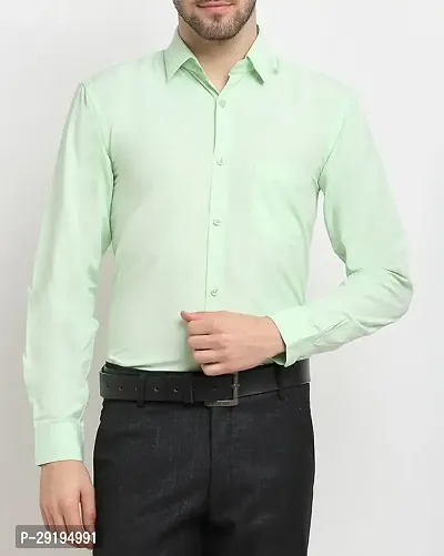 Stylish Green Cotton Blend Solid Long Sleeves Formal Shirts For Men-thumb0