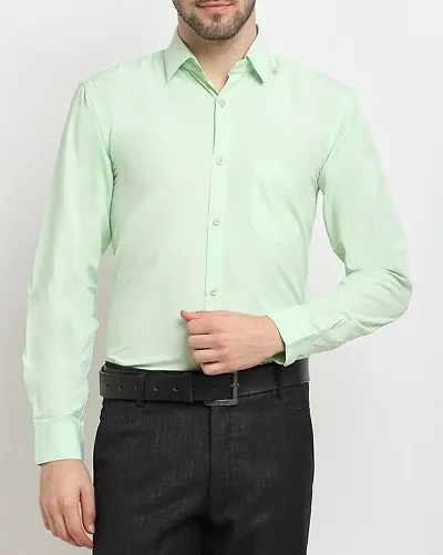 JAINISH Mens Solid Formal Shirts(Light-Green, XXL)