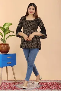 Priyanshi Garments Hand Print Premium Woman's & Girls Top - Black- Green- Blue (38, Black)-thumb3