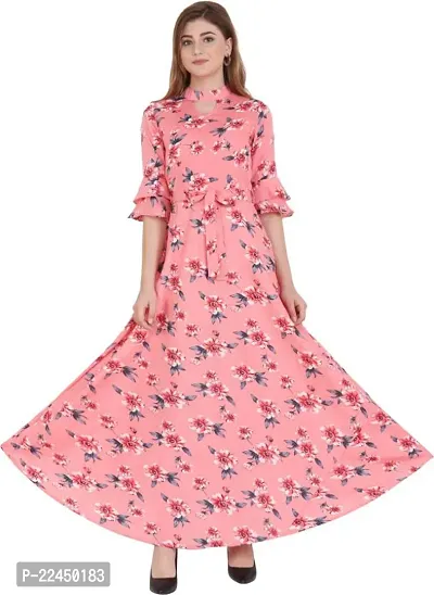 Stylish Crepe Printed Dress For Women-thumb2