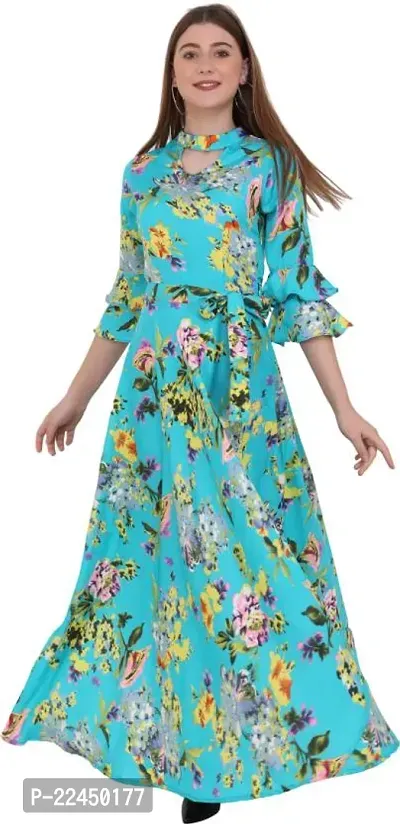 Stylish Crepe Printed Dress For Women-thumb0