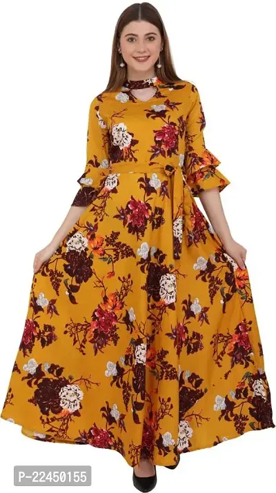 Stylish Crepe Printed Dress For Women-thumb2