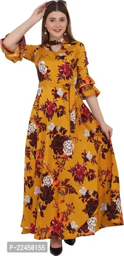 Stylish Crepe Printed Dress For Women