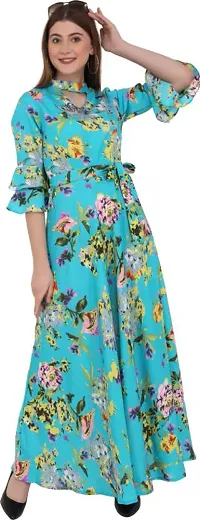 Stylish Crepe Printed Dress For Women-thumb1