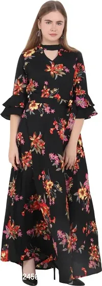 Stylish Crepe Printed Dress For Women