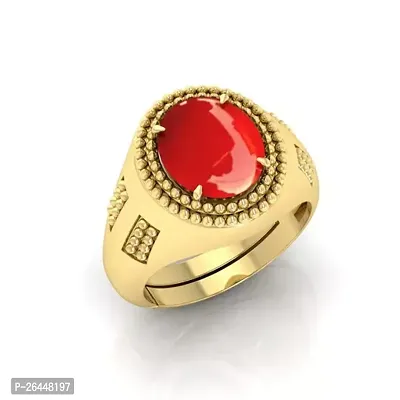 Alluring Red Brass Artificial Stone Artificial Stone Rings For Men