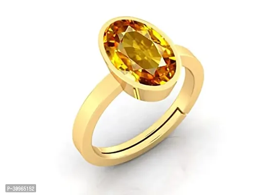 Yellow Sapphire Stone Original Certified Pukhraj Stone Pukhraj Ring Gold Plated Adjustable Woman Man Ring With Lab Certificate 3.25 Ratti To 15.25 Ratti