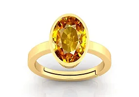 Yellow Sapphire Stone Original Certified Pukhraj Stone Pukhraj Ring Gold Plated Adjustable Woman Man Ring With Lab Certificate 3.25 Ratti To 15.25 Ratti-thumb1