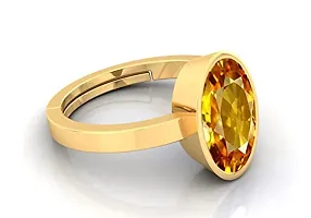 Yellow Sapphire Stone Original Certified Pukhraj Stone Pukhraj Ring Gold Plated Adjustable Woman Man Ring With Lab Certificate 3.25 Ratti To 15.25 Ratti-thumb2