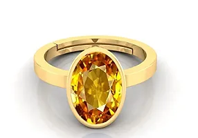 Yellow Sapphire Stone Original Certified Pukhraj Stone Pukhraj Ring Gold Plated Adjustable Woman Man Ring With Lab Certificate 3.25 Ratti To 15.25 Ratti-thumb3