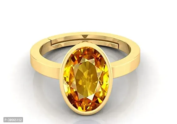 Yellow Sapphire Stone Original Certified Pukhraj Stone Pukhraj Ring Gold Plated Adjustable Woman Man Ring With Lab Certificate 3.25 Ratti To 15.25 Ratti-thumb4