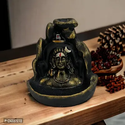 God Shiva Shivling, Adiyogi Statue With 20 Pcs Smoke Fountain For Pooja And Gift,Decore Items For Home And Office, (Shivling), Engineered Wood (Golden)