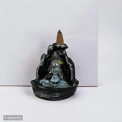 God Shiva Shivling, Adiyogi Statue With 20 Pcs Smoke Fountain For Pooja And Gift,Decore Items For Home And Office, (Shivling), Engineered Wood (White)