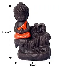 Premium Decora Resin Buddha Backflow Smoke Fountain With Scented Cone Incense, Standard(Red Buddha)-thumb2