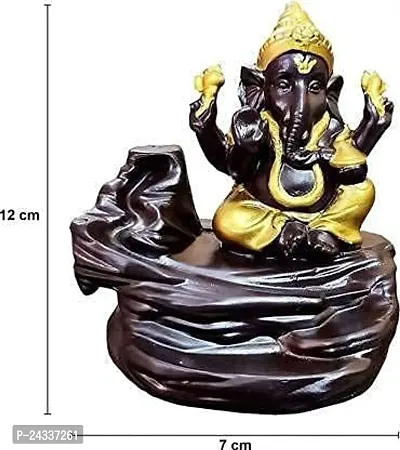 Premium Ganesha Smoke Fountain With 10 Free Backflow Smoke Cone Decorative Showpiece (Gold Buddha)-thumb3