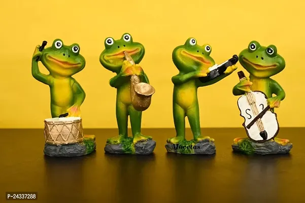 Premium Musician Frog Statue Decorative Showpiece Animal Frog For Home Office Hotel Room D�Cor (Green)