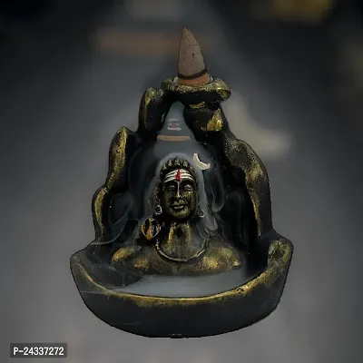 God Shiva Shivling, Adiyogi Statue With 20 Pcs Smoke Fountain For Pooja And Gift,Decore Items For Home And Office, (Shivling), Engineered Wood (Golden)-thumb2