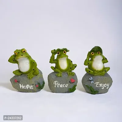 Premium 3 Packs Garden Decor Frog Statue Sets Outdoor Patio Decorations Art Figurines(Hope Fog)-thumb3