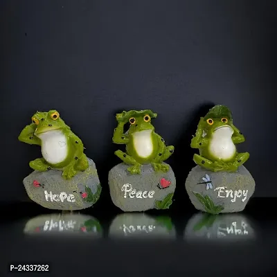 Premium 3 Packs Garden Decor Frog Statue Sets Outdoor Patio Decorations Art Figurines(Hope Fog)