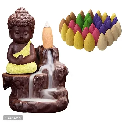 Premium Decora Resin Buddha Backflow Smoke Fountain With Scented Cone Incense, Standard-thumb0