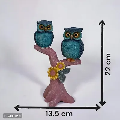 Premium Owl Sitting On Tree Branch Figurine Showpiece Statue For Living Room Bedroom Office(Two Owl Tree)-thumb3