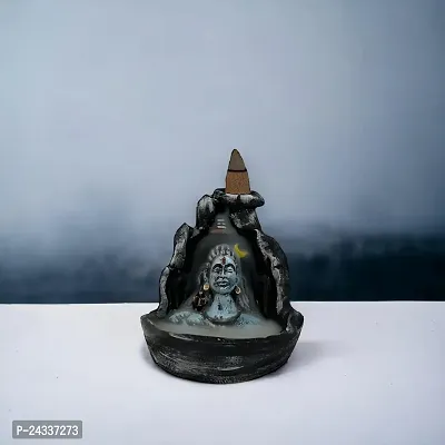 God Shiva Shivling, Adiyogi Statue With 20 Pcs Smoke Fountain For Pooja And Gift,Decore Items For Home And Office, (Shivling), Engineered Wood (White)-thumb2