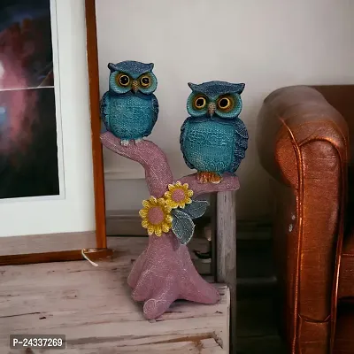 Premium Owl Sitting On Tree Branch Figurine Showpiece Statue For Living Room Bedroom Office(Two Owl Tree)