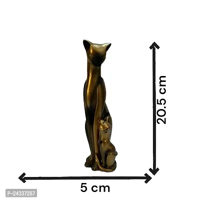 Premium Mother Cat And Baby Cat Statue Showpiece For Indoor Living Room, Home And Office Decoration (Plant Not Included) (Gold)-thumb3