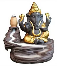 Premium Ganesha Smoke Fountain With 10 Free Backflow Smoke Cone Decorative Showpiece (Gold Buddha)-thumb1