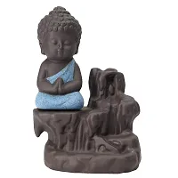 Premium Decora Resin Buddha Backflow Smoke Fountain With Scented Cone Incense, Standard (Blue Buddha)-thumb1