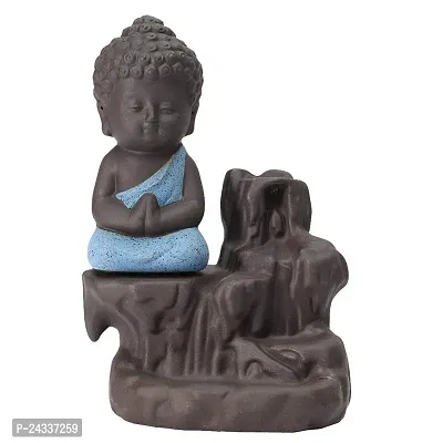 Premium Decora Resin Buddha Backflow Smoke Fountain With Scented Cone Incense, Standard (Blue Buddha)-thumb2