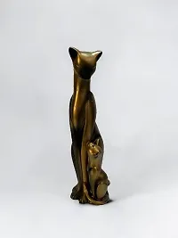 Premium Mother Cat And Baby Cat Statue Showpiece For Indoor Living Room, Home And Office Decoration (Plant Not Included) (Gold)-thumb1