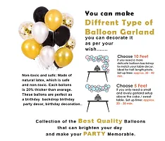Black, White + Golden Happy Birthday Banner +Latex Party Balloons Combo-thumb2