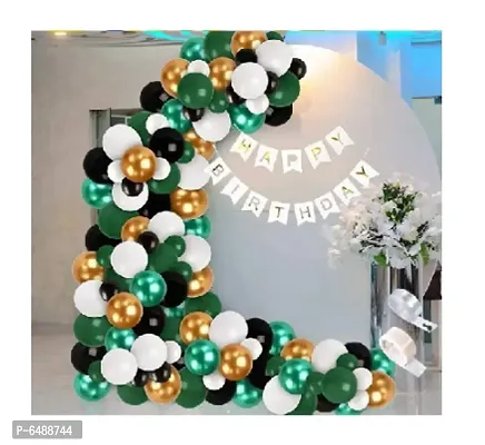 Colourful White Bunting Banner(13)+Metallic Balloons Green 40+Golden 30+White 30+Balloon Glue Dots100(1)+Balloon Arch Garland(1)-thumb0