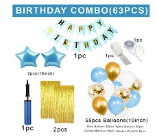 Blue and White Happy Birthday Balloons Decorations Set - 63Pcs-thumb1