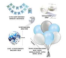 Happy Birthday Kit - Metallic Silver, White and Pastel Blue Balloons andndash; 125 Pcs-thumb1