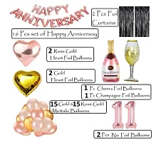 11 Rose Gold Foil Balloons With Happy Anniversary Decoration Items ( Pack Of 55)-thumb1