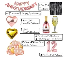 12 Rose Gold Foil Balloons With Happy Anniversary Decoration Items ( Pack Of 55)-thumb1