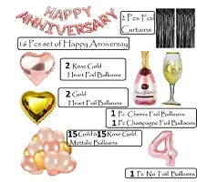 4 Rose Gold Foil Balloons With Happy Anniversary Decoration Items ( Pack Of 55)-thumb1