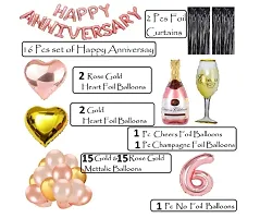 6 Rose Gold Foil Balloons With Happy Anniversary Decoration Items ( Pack Of 55)-thumb1