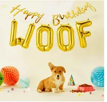 Dog Happy Birthday Golden Cursive Banner And Woof Foil Letter Balloon-thumb2