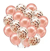 Rose Gold Cursive Happy Birthday Foil Balloons + 5 Rose Gold Balloons + 5 Confetti Balloons + 2 Rose Gold Star Foil Balloons + 1 Glue Dots For Theme Birthday Party Decoration-thumb1