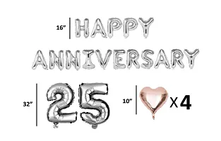 25 Silver Foil Balloons With Happy Anniversary Decoration Items-thumb1